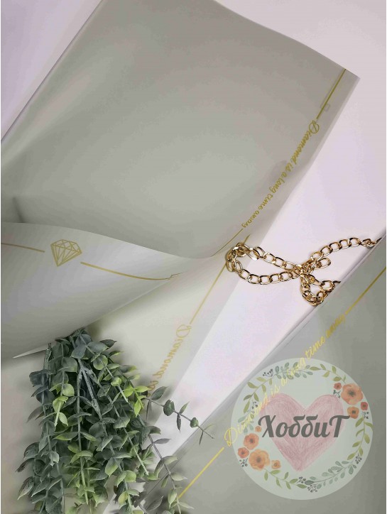 Пленка для цветов матовая с рисунком по краю Алмаз 58*58см (оливковый), 3листа